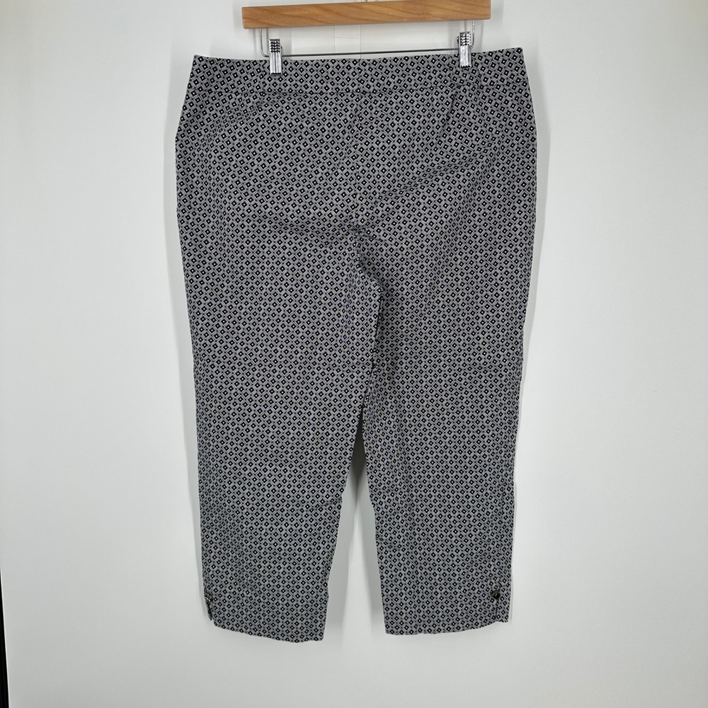 Talbots Black White Geometric Print Cropped Pants Size 16 - Picture 9 of 10